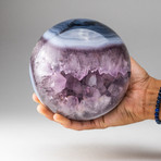 Genuine Polished // Amethyst Geode Sphere + Round Acrylic Stand
