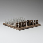 Small // Brown Onyx + White Onyx // Polished Chess Set