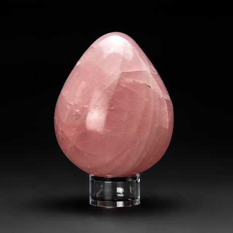 Large // Genuine Polished // Rose Quartz Egg + Round Acrylic Stand