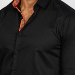Dylan Long Sleeve Button-Up Shirt // Black + Orange (Small)