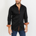 Dylan Long Sleeve Button-Up Shirt // Black + Orange (Small)