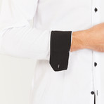 John Long Sleeve Button-Up Shirt // White + Black (Small)
