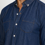 David Long Sleeve Button-Up Shirt // Denim Blue (Small)