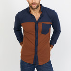 Jose Long Sleeve Button-Up Shirt // Brown + Black (Small)