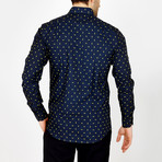 Ethan Long Sleeve Button-Up Shirt // Navy + Yellow (Small)