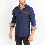 Lucas Long Sleeve Button-Up Shirt // Navy Blue + Red (2X-Large)