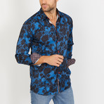 Joseph Long Sleeve Button-Up Shirt // Deep Blue + Black (X-Large)