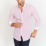 Carter Long Sleeve Button-Up Shirt // Shell Pink + White (Small)