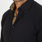 Adam Long Sleeve Button-Up Shirt // Coal Black + Gold (Small)
