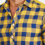 Alden Checkered Long Sleeve Button-Up Shirt // Yellow + Blue (Small)