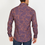 Lee Paisley Long Sleeve Button-Up Shirt // Blue + Burgundy (Medium)
