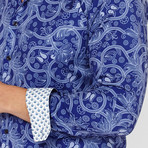 Martin Paisley Long Sleeve Button-Up Shirt // Blue (Small)