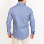 Elijah Long Sleeve Button-Up Shirt // Cyan Blue + White (Medium)