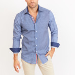 Elijah Long Sleeve Button-Up Shirt // Cyan Blue + White (Small)