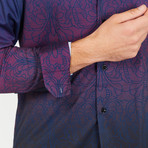Larry Long Sleeve Button-Up Shirt // Cobalt Blue + Red (Small)