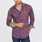 Lee Paisley Long Sleeve Button-Up Shirt // Blue + Burgundy (Small)