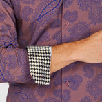 Lee Paisley Long Sleeve Button-Up Shirt // Blue + Burgundy (Small)