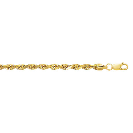 Hollow 10K Yellow Gold Diamond Cut Sparkle Rope Chain Bracelet // 4.0mm