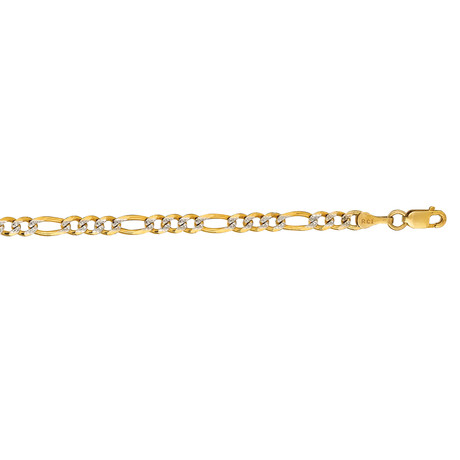Solid 14K Yellow Gold Diamond Cut Classic Pave Figaro Chain // 3.65mm (18")