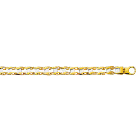 Solid 14K Yellow + White Gold Railroad Type Bracelet // 6.5mm