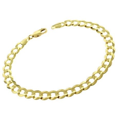 Solid 10K Yellow Gold Diamond Cut Comfort Curb Chain Bracelet // 5.7mm