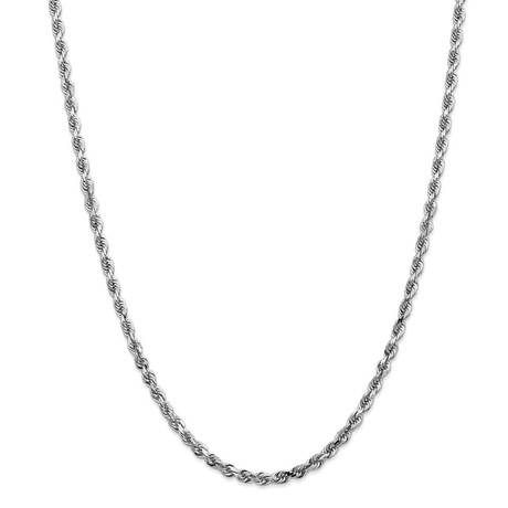 Solid 14K White Gold Diamond Cut Royal Rope Chain // 2.5mm (16")