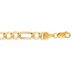 Hollow 10K Yellow Gold Diamond Cut Figaro Lite Link Bracelet // 6.5mm