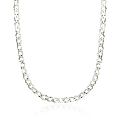 Solid 14K White Gold Diamond Cut Comfort Curb Chain // 4.7mm (18")