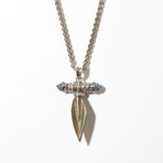 Ancient Persian Arrowhead Silver and Sapphire Pendant