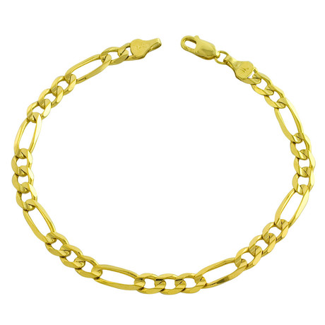 Solid 14K Gold Figaro Bracelet // 6mm