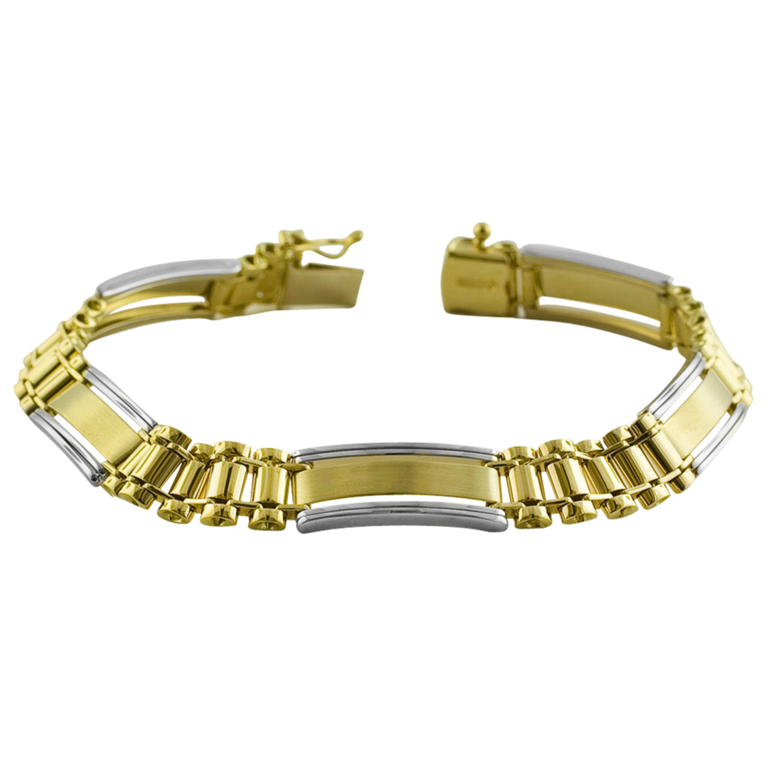 Solid 14K Gold Two-Tone Men's Designer Bracelet // 8mm - Novell Group ...