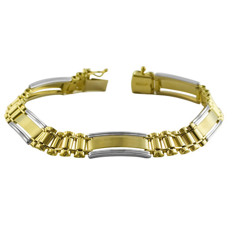 Solid 14K Gold Two-Tone Men's Designer Bracelet // 8mm