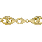 14K Gold Puffed Mariner Bracelet // 11mm