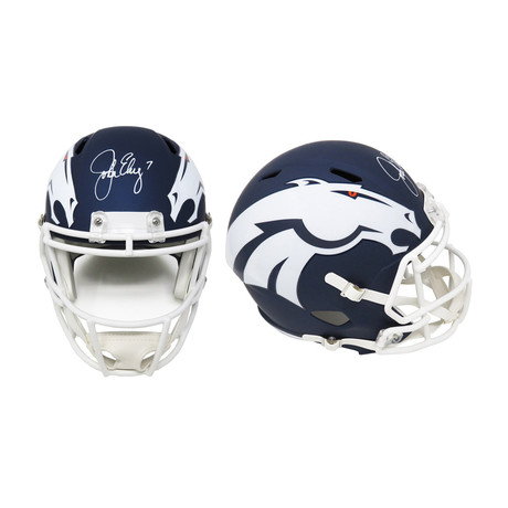 John Elway Signed Denver Broncos AMP Alternate // Riddell Speed Replica Helmet // Full Size