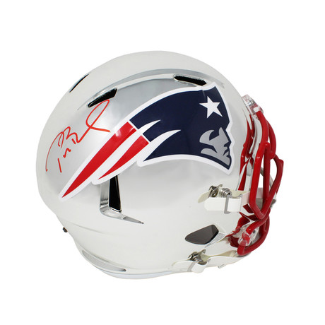 Tom Brady Signed New England Patriots Chrome // Riddell Speed Replica Helmet // Full Size