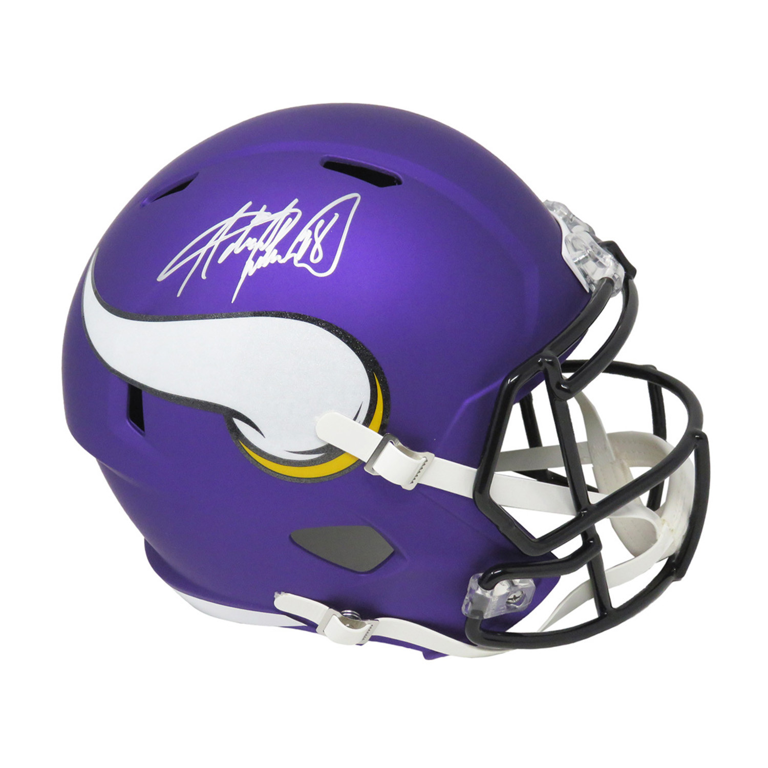 Adrian Peterson Signed Minnesota Vikings // Riddell Speed Replica Helmet // Full Size - Schwartz ...