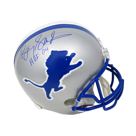 Barry Sanders Signed Lions Riddell // Replica Helmet // Full Size with HOF 2004