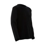 Sleeve Stripe Crew-Neck Sweater // Black (L)