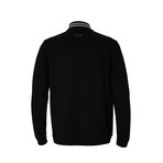 Baseball Collar Knit-Sleeve Jacket // Black (XL)