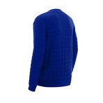 Baseball-Collar Knit Jacket // Royal Blue (L)