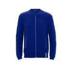 Baseball-Collar Knit Jacket // Royal Blue (S)