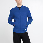 Baseball-Collar Knit Jacket // Royal Blue (XL)