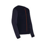 Textured Crew-Neck Sweater // Navy (XL)