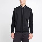 Baseball Collar Knit-Sleeve Jacket // Black (XL)