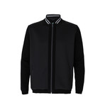 Baseball Collar Knit-Sleeve Jacket // Black (L)