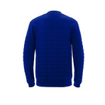 Baseball-Collar Knit Jacket // Royal Blue (M)