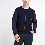 Textured Crew-Neck Sweater // Navy (L)