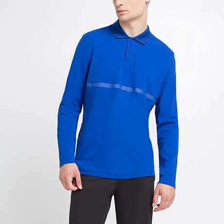Stitched Long-Sleeve Polo // Royal Blue (S)