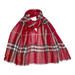 Burberry Lightweight Check Wool + Silk Scarf // Red