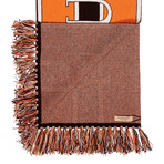 Burberry Football Text Cashmere Scarf // Brown + Orange